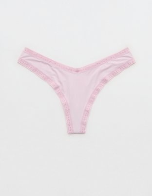 SMOOTHEZ Microfiber Lace High Cut Thong Underwear