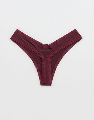 SMOOTHEZ Microfiber Lace High Cut Thong Underwear