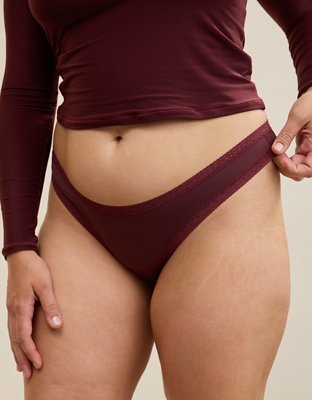 SMOOTHEZ Microfiber Lace High Cut Thong Underwear