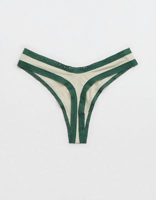 SMOOTHEZ Microfiber Lace High Cut Thong Underwear