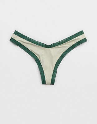 SMOOTHEZ Microfiber Lace High Cut Thong Underwear