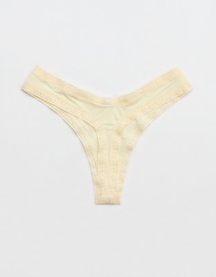 SMOOTHEZ Microfiber Lace High Cut Thong Underwear