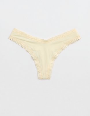 SMOOTHEZ Microfiber Lace High Cut Thong Underwear
