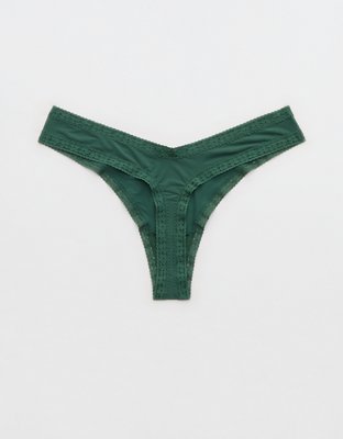 SMOOTHEZ Microfiber Lace High Cut Thong Underwear