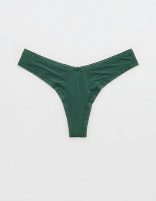 SMOOTHEZ Microfiber Lace High Cut Thong Underwear
