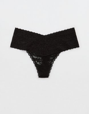 2 Pack Black Animal Lace Thongs