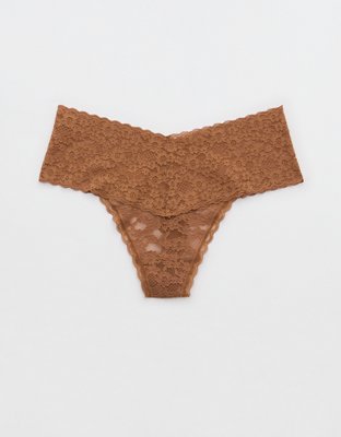 Aerie : Thong Panties - Gold With Lace