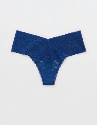 Aerie Eyelash Lace Thong Underwear In Coral Sun