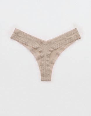 SMOOTHEZ Microfiber Lace Thong Underwear