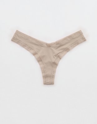 SMOOTHEZ Microfiber Lace Thong Underwear