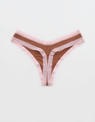 SMOOTHEZ Microfiber Lace Thong Underwear