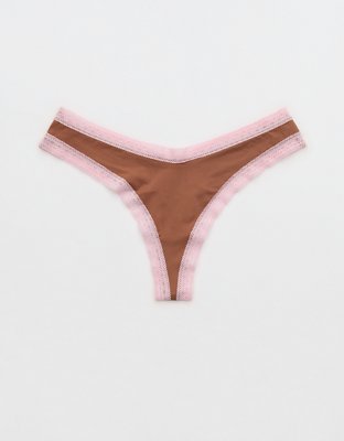 SMOOTHEZ Microfiber Lace Thong Underwear