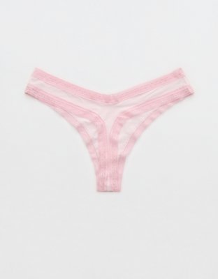 SMOOTHEZ Microfiber Lace Thong Underwear