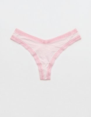 SMOOTHEZ Microfiber Lace Thong Underwear