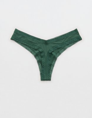 SMOOTHEZ Microfiber Lace Thong Underwear