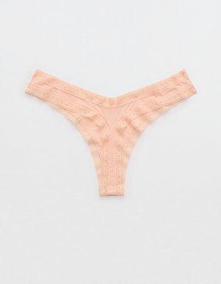 SMOOTHEZ Microfiber Lace High Cut Thong Underwear