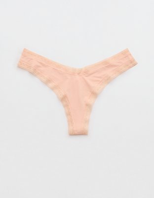 SMOOTHEZ Microfiber Lace High Cut Thong Underwear