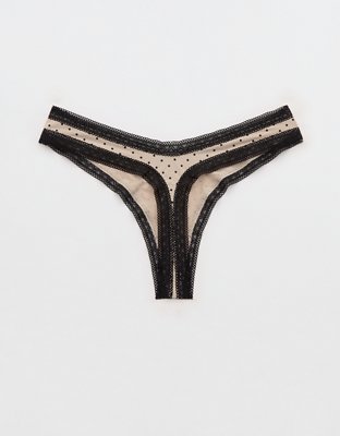 SMOOTHEZ Microfiber Lace Thong Underwear