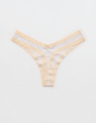 SMOOTHEZ Microfiber Lace High Cut Thong Underwear