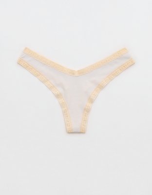 SMOOTHEZ Microfiber Lace High Cut Thong Underwear