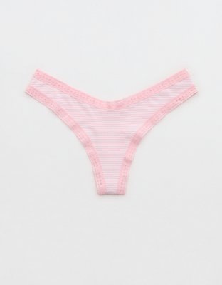 SMOOTHEZ Microfiber Lace High Cut Thong Underwear