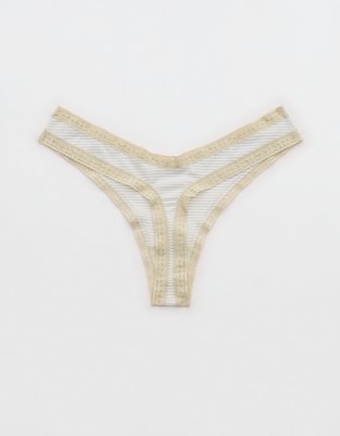 SMOOTHEZ Microfiber Lace High Cut Thong Underwear