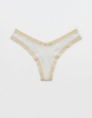 SMOOTHEZ Microfiber Lace High Cut Thong Underwear