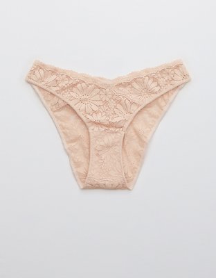 Aerie Mesh Palm Lace High Cut Thong Underwear