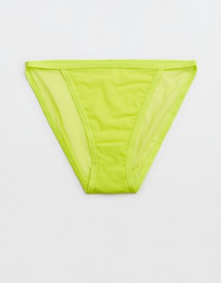 Women Briefs embroidery&Mesh Bikini Underwear high cut knicker Panties  Yellow XL