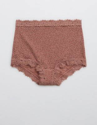 Aerie Eyelash Lace High Waisted Boybrief Underwear In Black