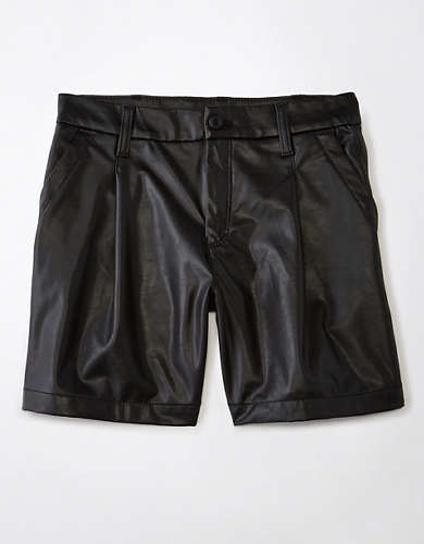 AE High-Waisted Baggy Vegan Leather Trouser Short