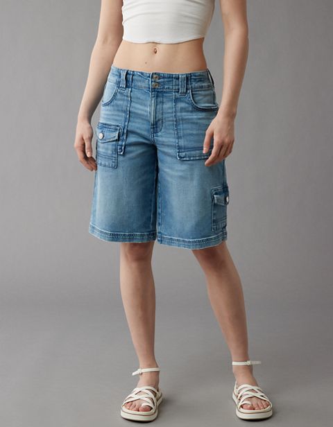 Женские брюки American Eagle AE Dreamy Drape Low-Rise Baggy Bermuda Cargo Short