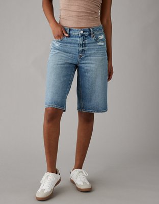 AE Dreamy Drape Low-Rise Baggy Bermuda Distressed Short