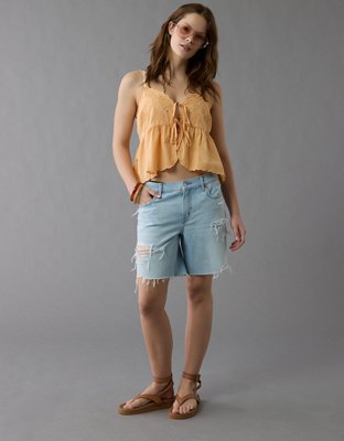 【AAKE】STRIPE BERMUDA DENIM Westbound Park Avenue Fit Women's Blue & White Striped Denim