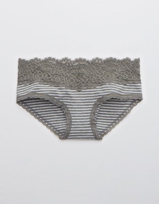 Aerie Cotton Eyelash Lace Striped Boybrief Underwear
