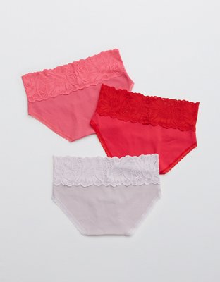 Aerie Waffle Holiday Best Lace Boybrief Underwear 3-Pack