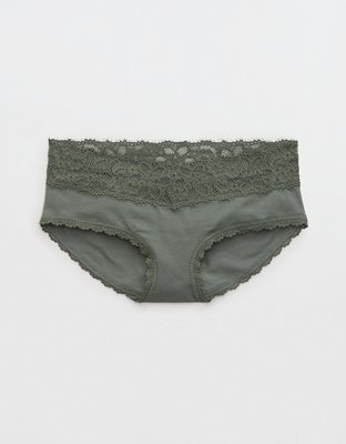 Aerie Cotton Cable Lace Thong Underwear