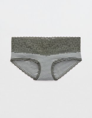 MAMA 5-pack Lace-trimmed Cotton Hipster Briefs - Gray melange