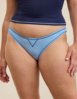 Трусы-бикини Superchill, модал, в рубчик — Aerie, цвет: Небесно-голубой — фото 5