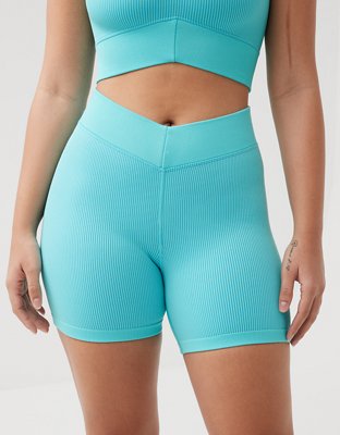 OFFLINE By Aerie Real Me Xtra Hold Up! 5 Bike Short & Longline Lowkey Top  Lime