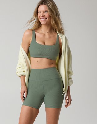 OFFLINE By Aerie Real Me XTRA Stripe Ribbed High Waisted 5" Bike Short