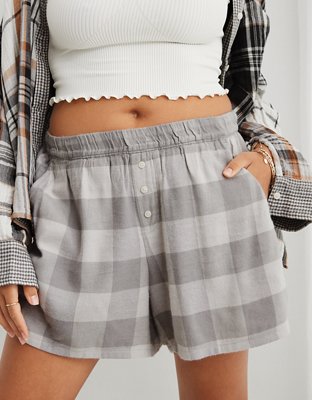 Aerie Flannel High Waisted Skater Pajama Boxer