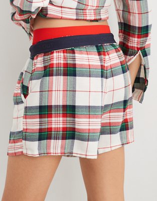 Aerie Flannel High Waisted Skater Pajama Boxer