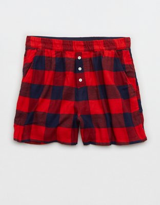 Aerie Flannel High Waisted Skater Pajama Boxer