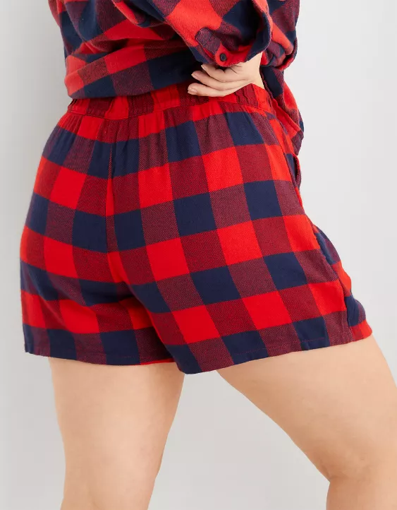 Aerie Flannel High Waisted Skater Pajama Boxer