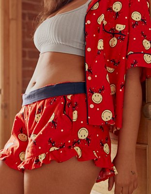 Aerie Smiley® Flannel Ruffle Boxer - Pajamas