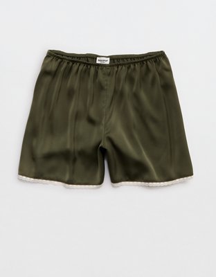 OVERSLEPT by Aerie Liquid Satin Lace Trim Short
