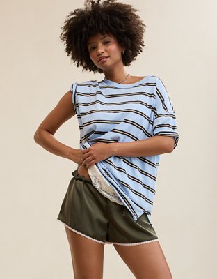 OVERSLEPT by Aerie Liquid Satin Lace Trim Short | Aerie