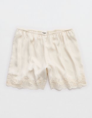 OVERSLEPT by Aerie Liquid Satin Lace Trim Short