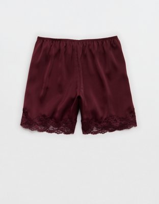 OVERSLEPT by Aerie Liquid Satin Lace Trim Short